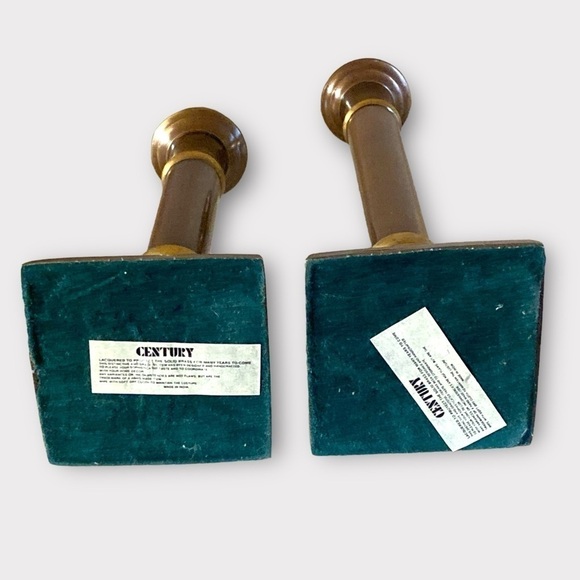 Vintage CENTURY Solid Brass Handmade 2pc Set Candle Holders 12” & 16” Home Decor - Picture 3 of 10